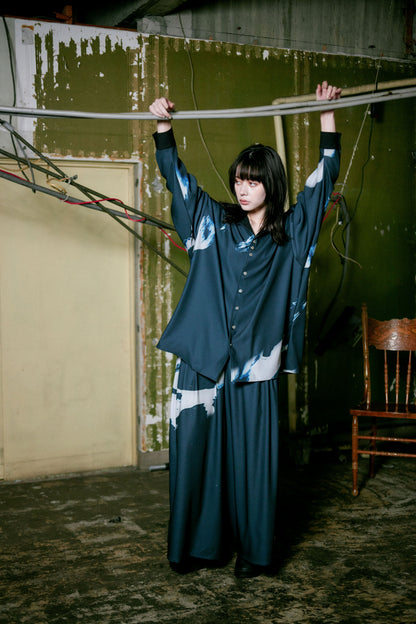 Stony paint open collar shirt / Onyx