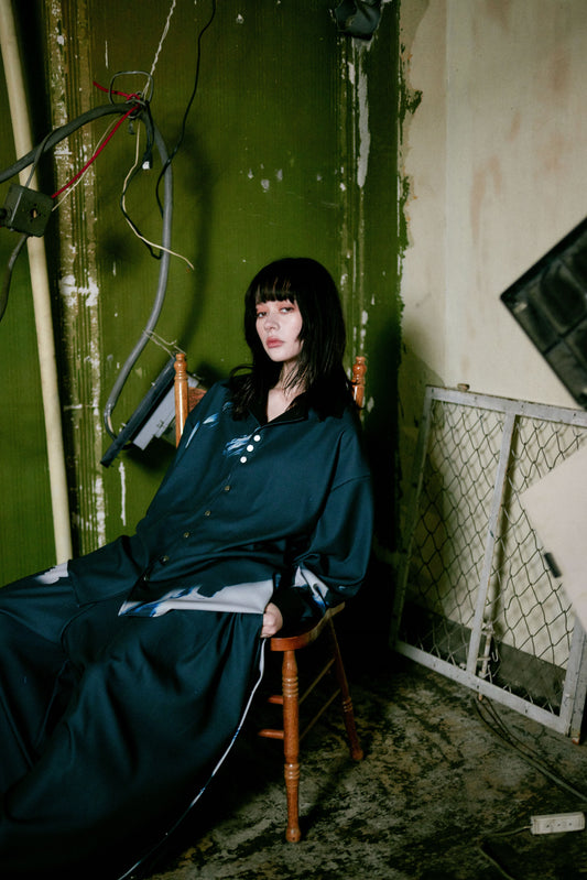 Stony paint open collar shirt / Onyx