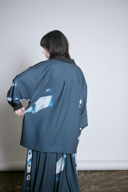 Stony paint open collar shirt / Onyx