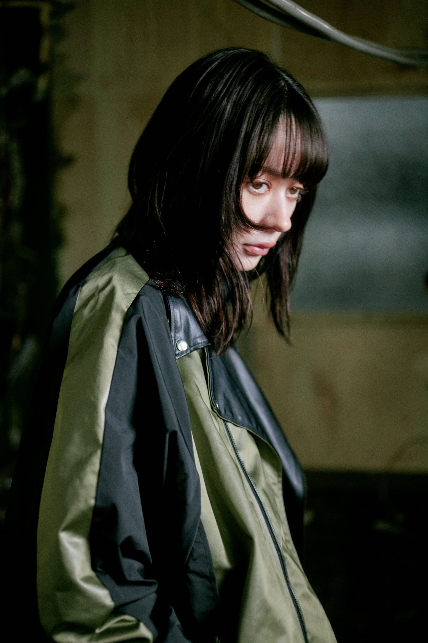 Rider's docking over blouson / Moss green&Black