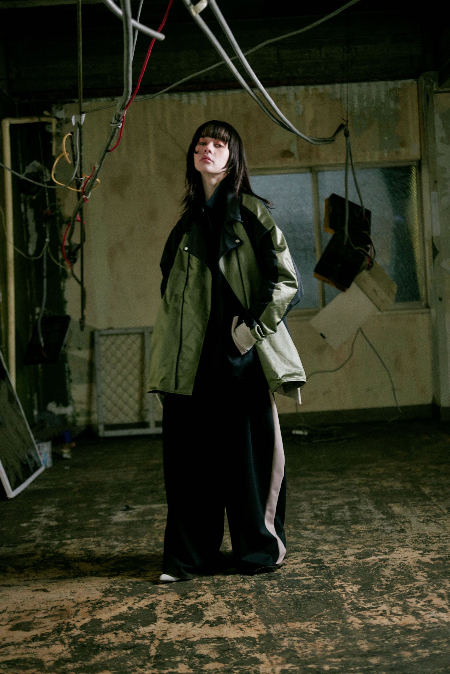 Rider's docking over blouson / Moss green&Black