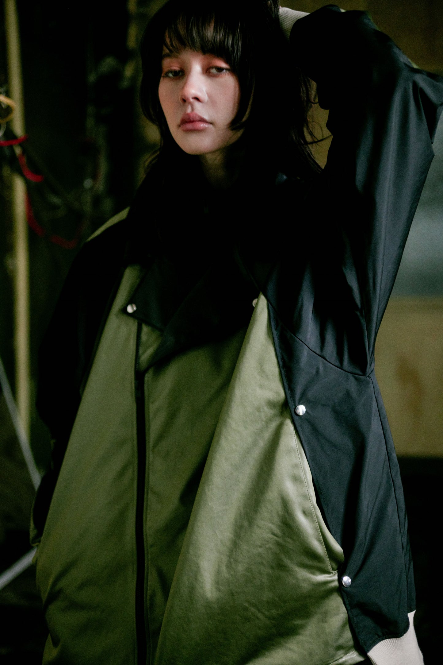 Rider's docking over blouson / Moss green&Black