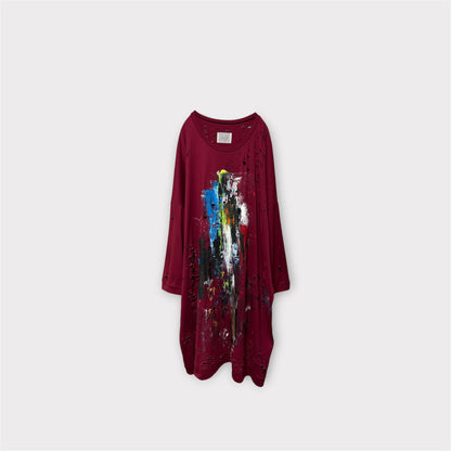 Aggressive paint extra over size long sleeve T-shirt