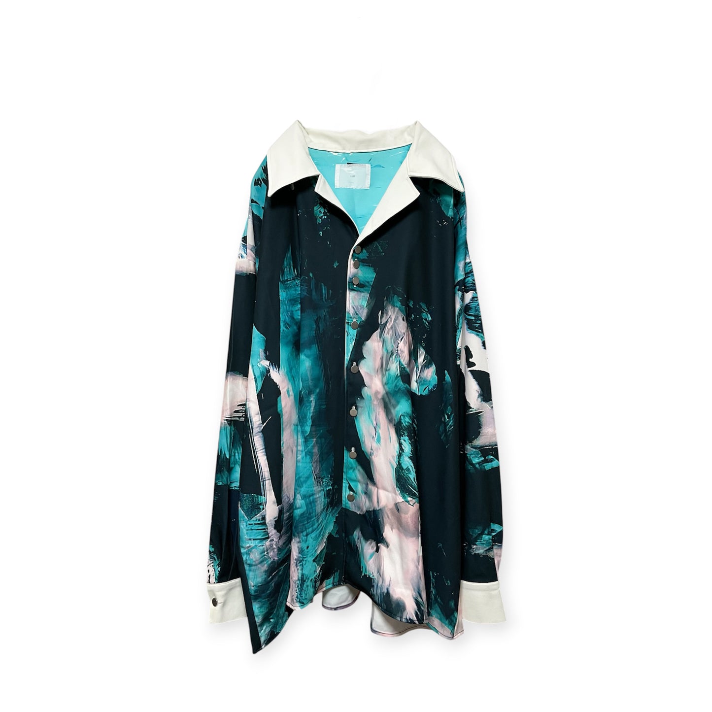 Stony paint open collar shirt / Turquoise [SAMPLE SALE]