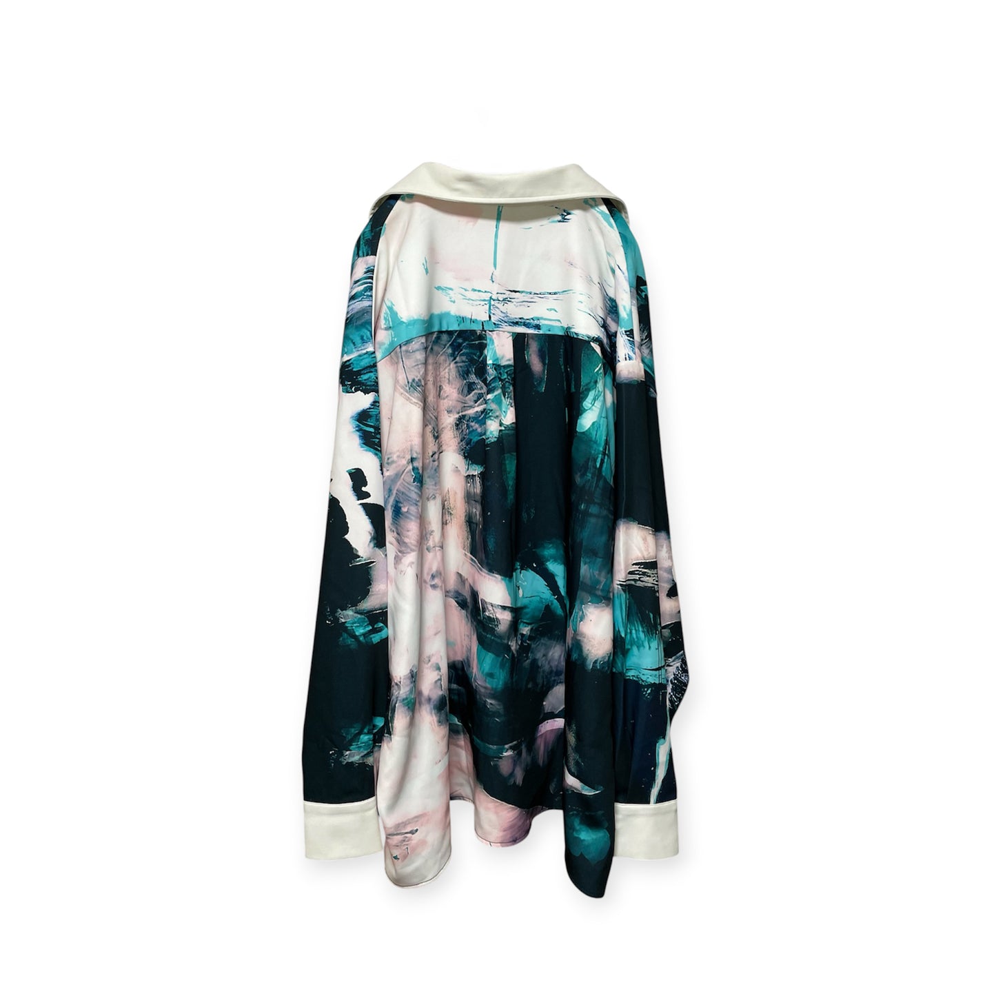 Stony paint open collar shirt / Turquoise [SAMPLE SALE]