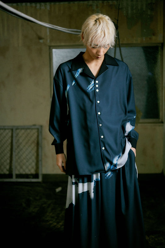 Stony paint open collar shirt / Onyx